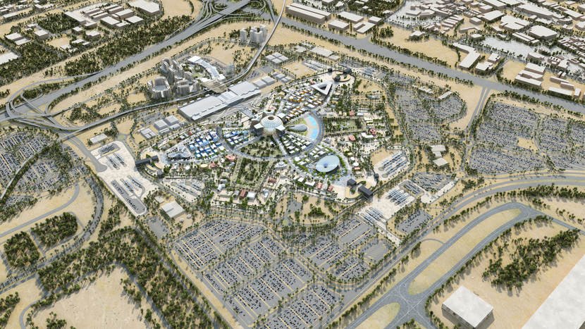 Overzicht van de Dubai Expo 2020.